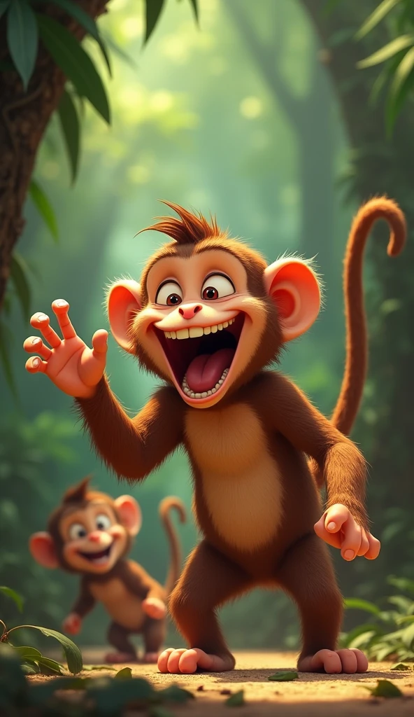 Monty monkey: (laughs) "Raghu Bhaiya, if you can, hold it!"