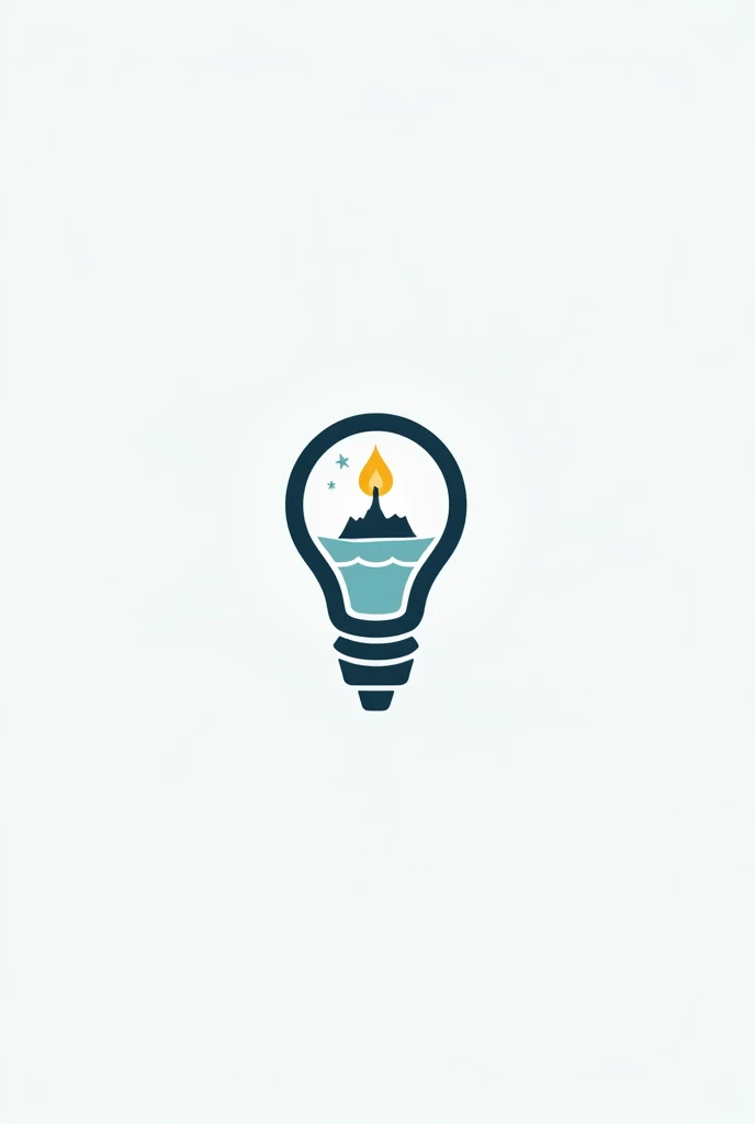 Logo of a light bulb with the circular bubble circumscribing a small island, and a torch with its flame in the middle of Panay island and its handle inside the bulb's threaded  part.