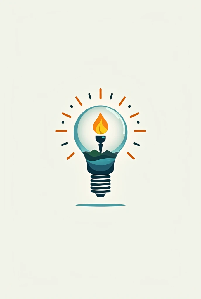 Logo of a light bulb with the circular bubble circumscribing a small island, and a torch with its flame in the middle of Panay island and its handle inside the bulb's threaded part.