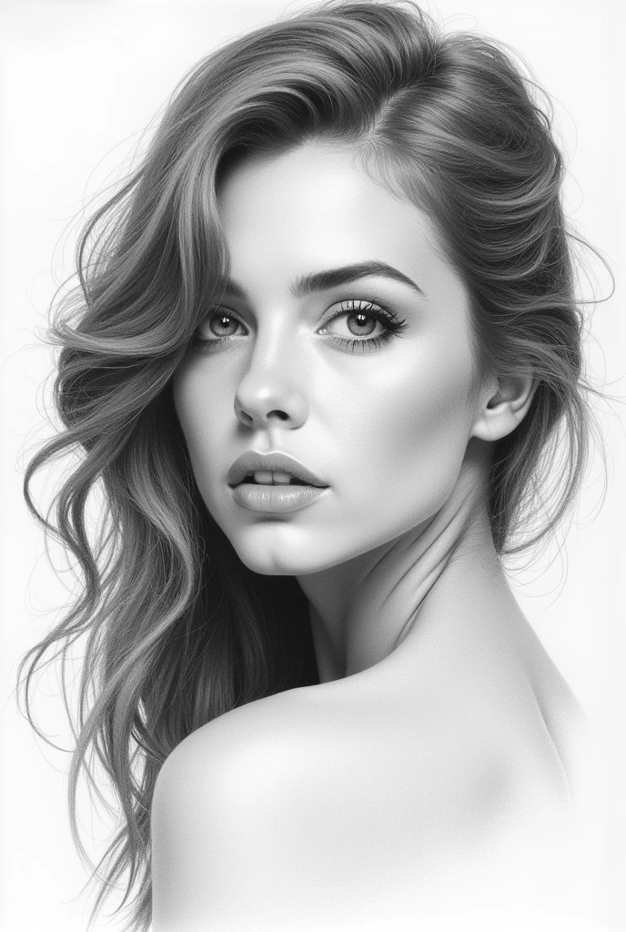 Pencil sketch, beautiful girl, portrait, high detail, masterpiece,