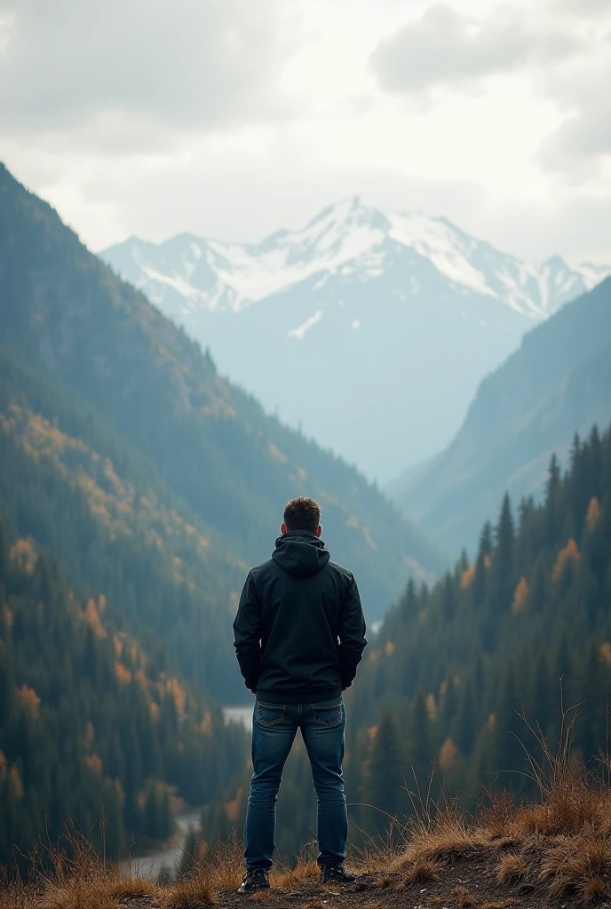mountains range and man standing on it 