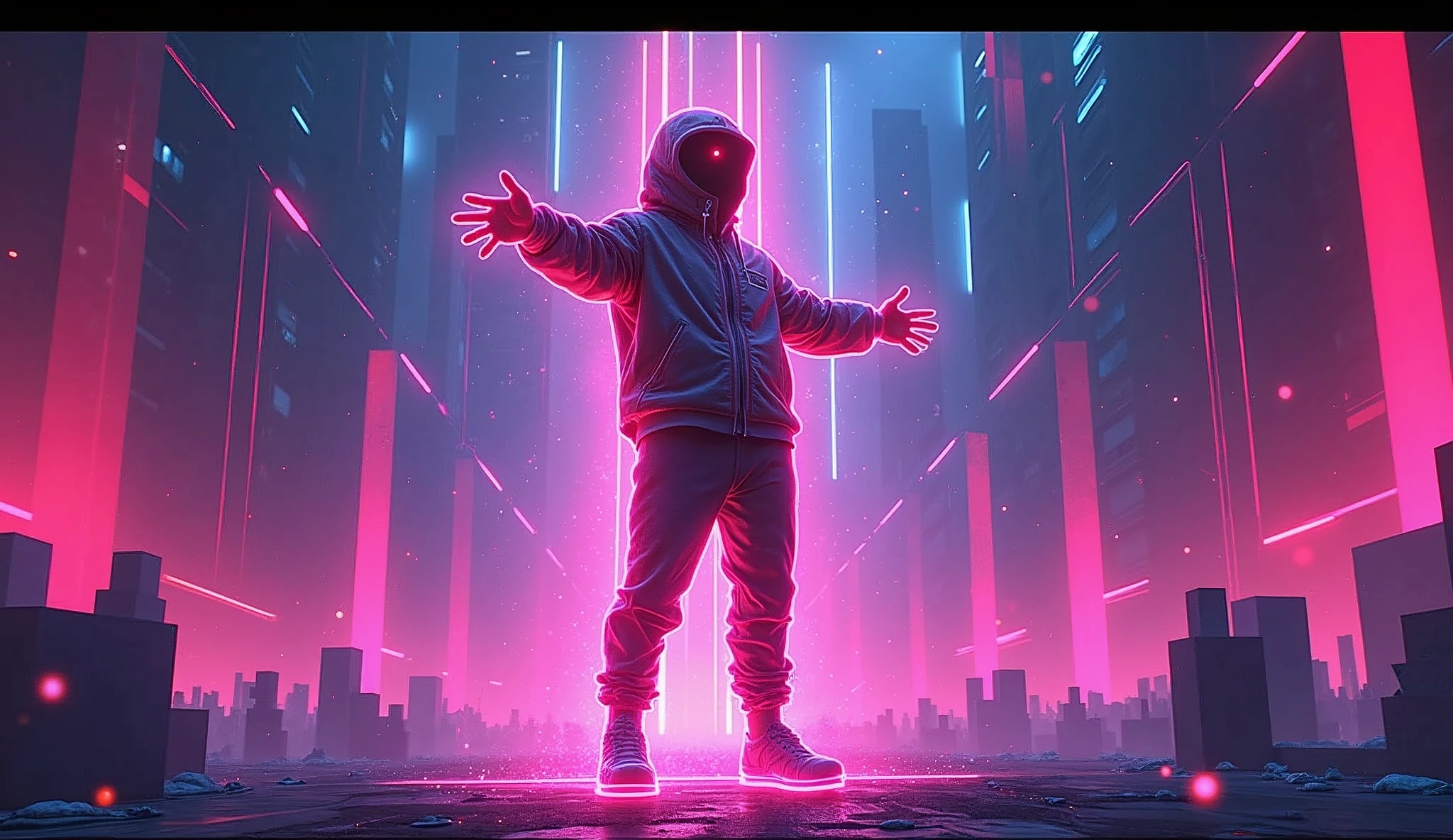edm music, illustration, neon human