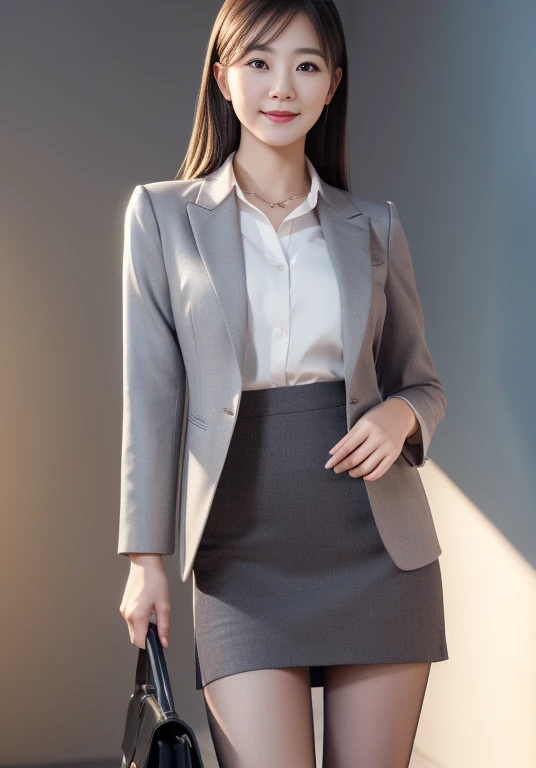 (Highly detailed CG Unity 8K wallpapers, Highest quality, Very detailed, Looking at the camera:1.2, The light shines on your face:1.5, Gray background, Professional Lighting), Upper Body, 20-year-old Japanese female paralegal. (Skirt Lift), ((Skirt Lift by myself)),dark, Back to practical style; Oval face and well-defined eyebrows, Intelligent almond-shaped eyes, Straight nose, and a gentle tone. Outfit includes a tailored blazer, Crisp white shirt, discreet pendant necklace, It symbolizes her efficient and focused personality., front, Mid Shot, smile, mini skirt, pantyhose, High heels, Perfect beauty, president&#39;secretary, I can see your pants, ((Open cafe in the business district)), sitting and having coffee、(Skirt Lift), ((Skirt Lift by myself)),