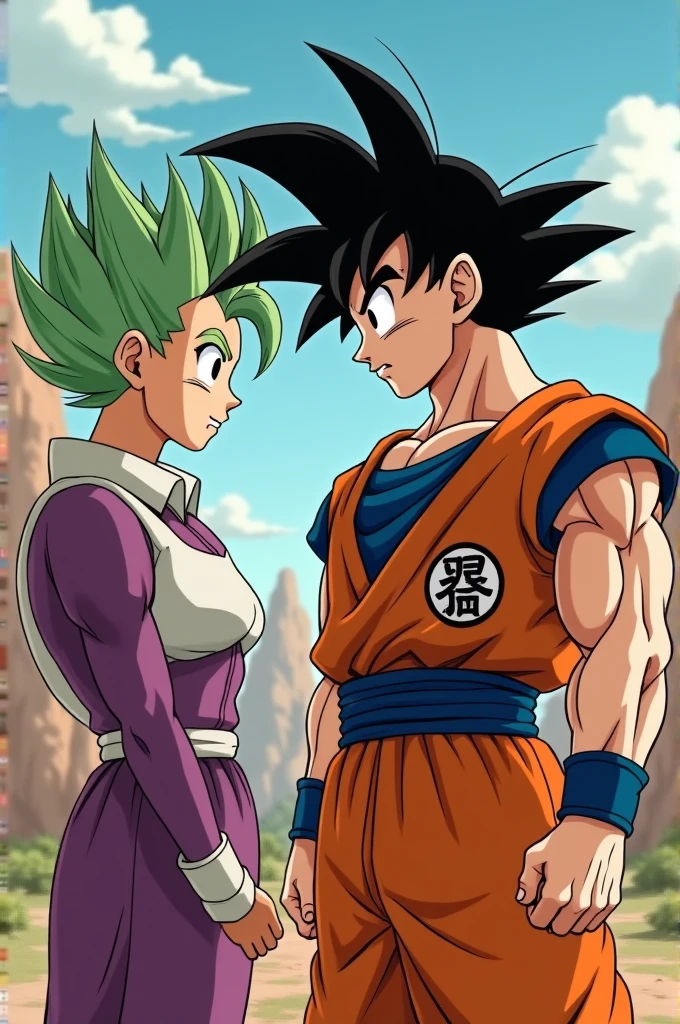 dragon ball goku, showing his penis to a surprised Bulma