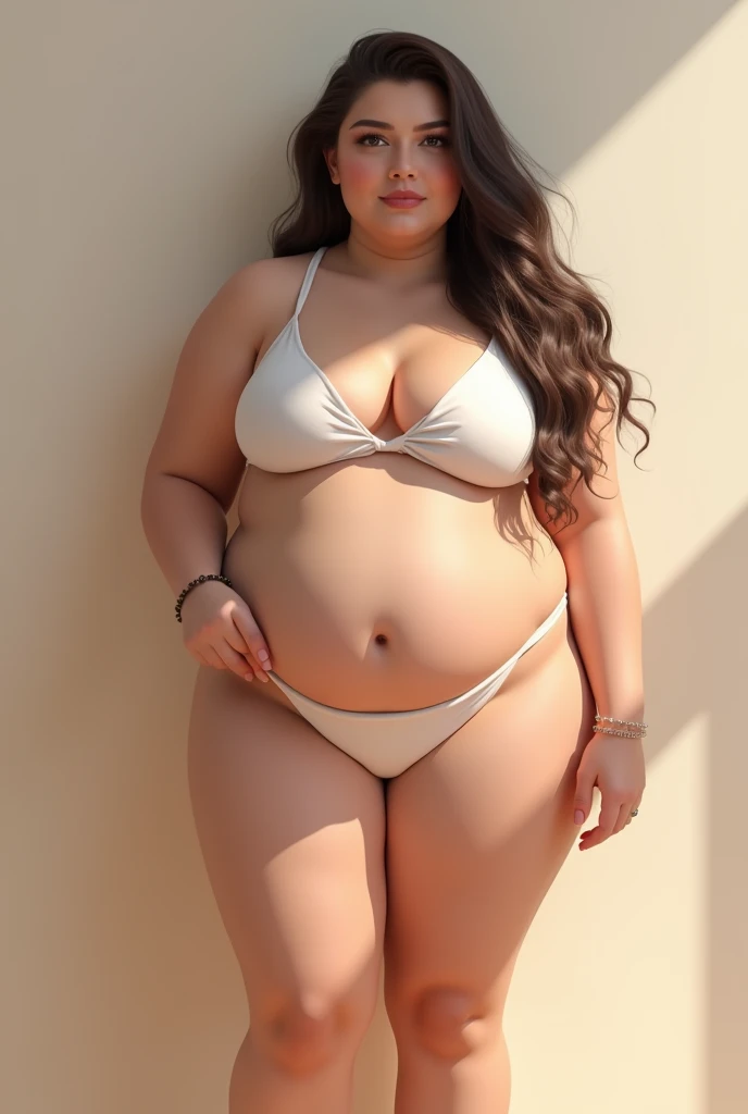 Give me a picture of a chubby girl with body weight 65 kg at 4'11 height and her breast size 38