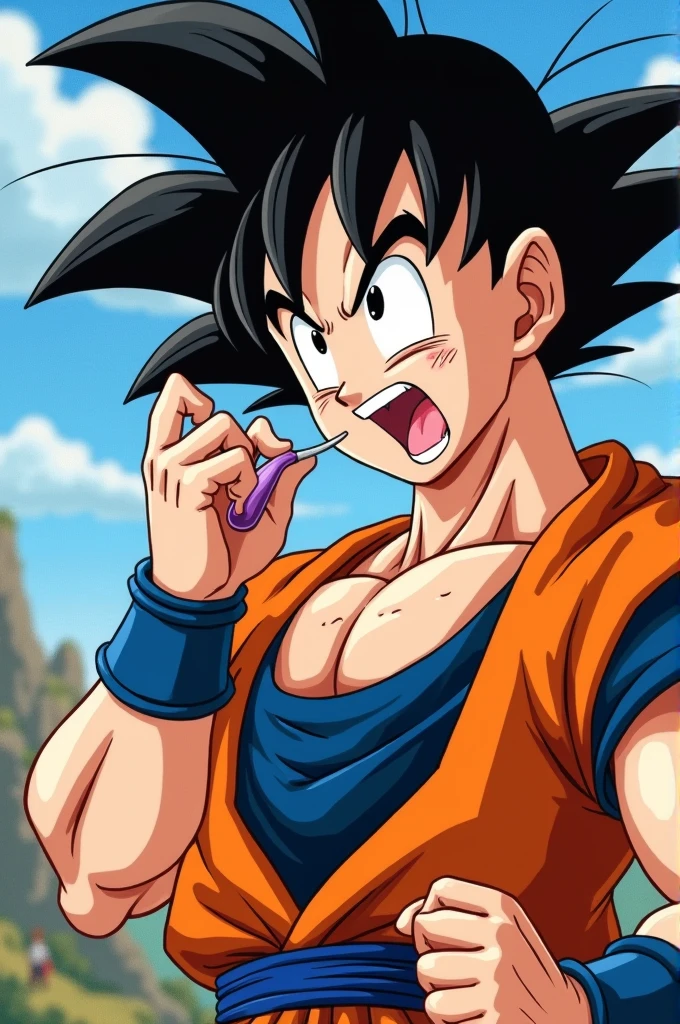 one men, Goku, Dragon Ball, Goku, hairless, gostoso, masturbating, enjoying, gozo, pleasure,