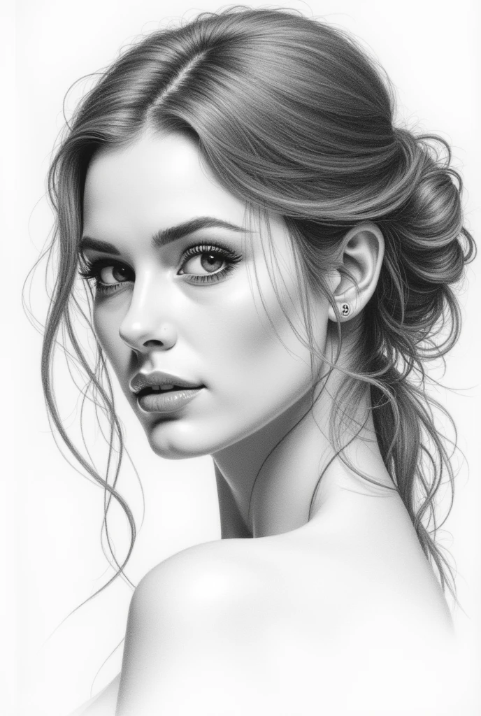 Pencil sketch, beautiful girl, portrait, high detail, masterpiece,