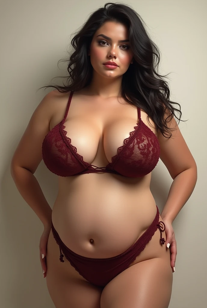 chubby, fat brunette, sexly, 90D, (best quality,4K,8k,high resolution,head of'artwork:1.2),ultra-detailed,(realistic,photorealistic,photo-realistic:1.37),HDR,studio lighting,Highly detailed face and body, portrait,Cinematic lighting,Dramatic lighting,warm color tones,couleurs dramatiques