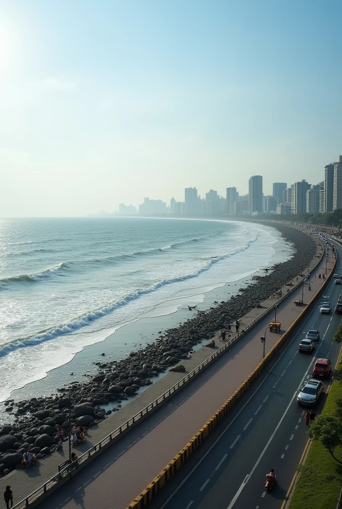 Marine Drive, with the Arabian Sea stretching in mumbai