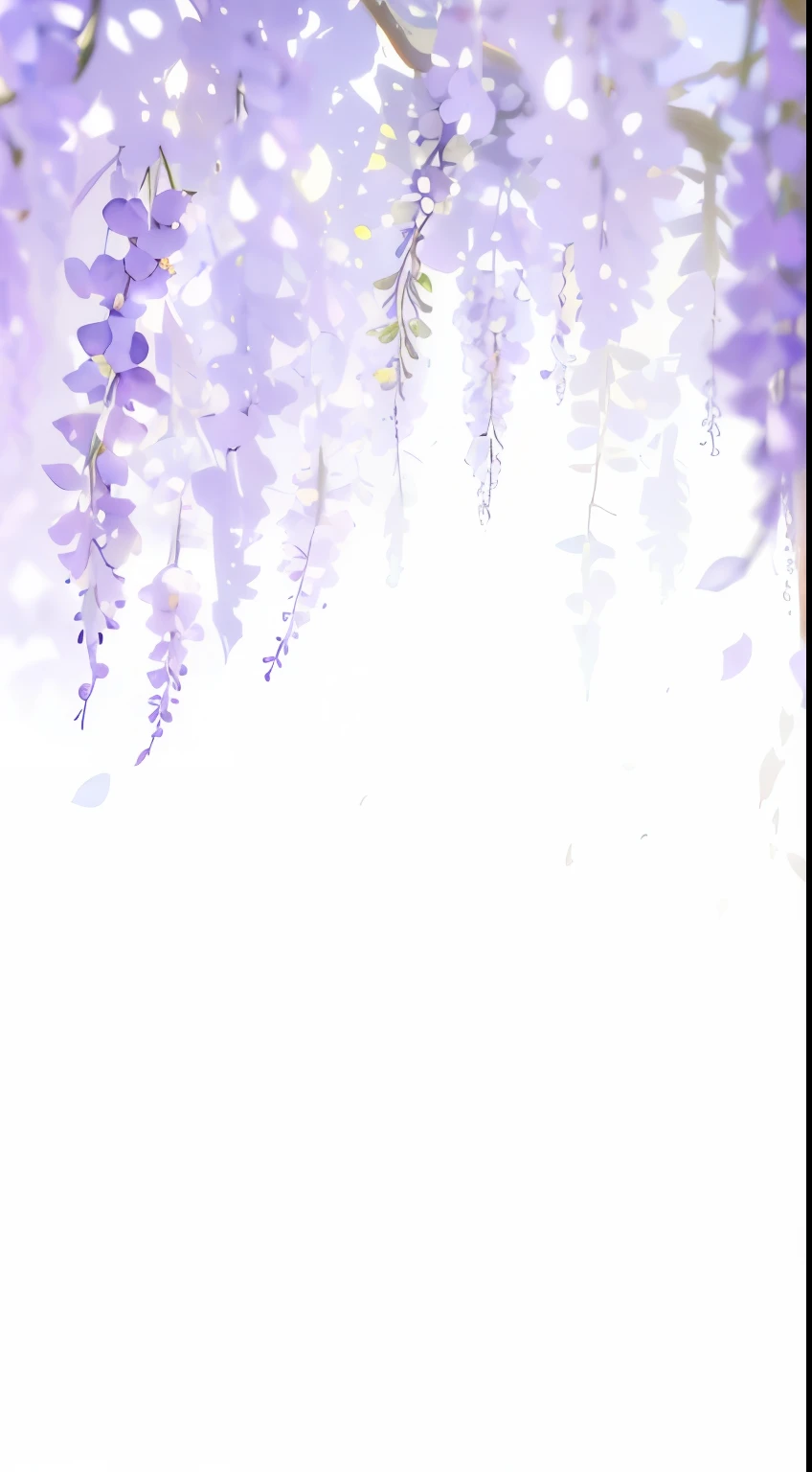 Beautiful wisteria,Fine light and shadow,Beautiful atmosphere,Best quality,Beautiful light and shadow wisteria flowers,Vista depth of field,Dense distant view of Wisteria,Wisteria nearby creates space