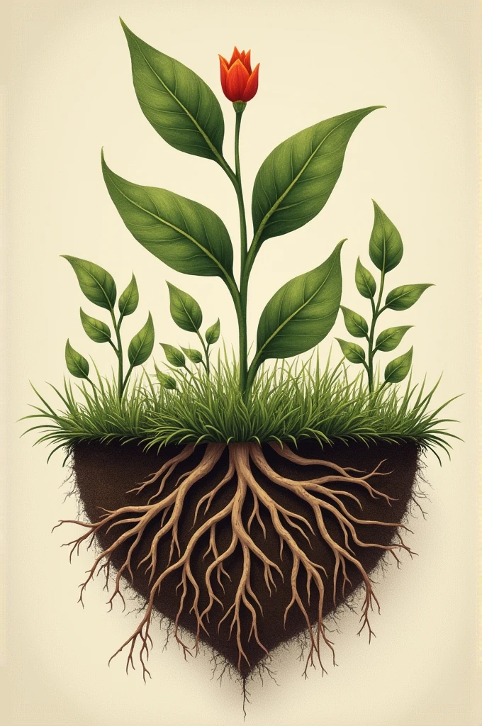 Create a pussy with design of plant roots