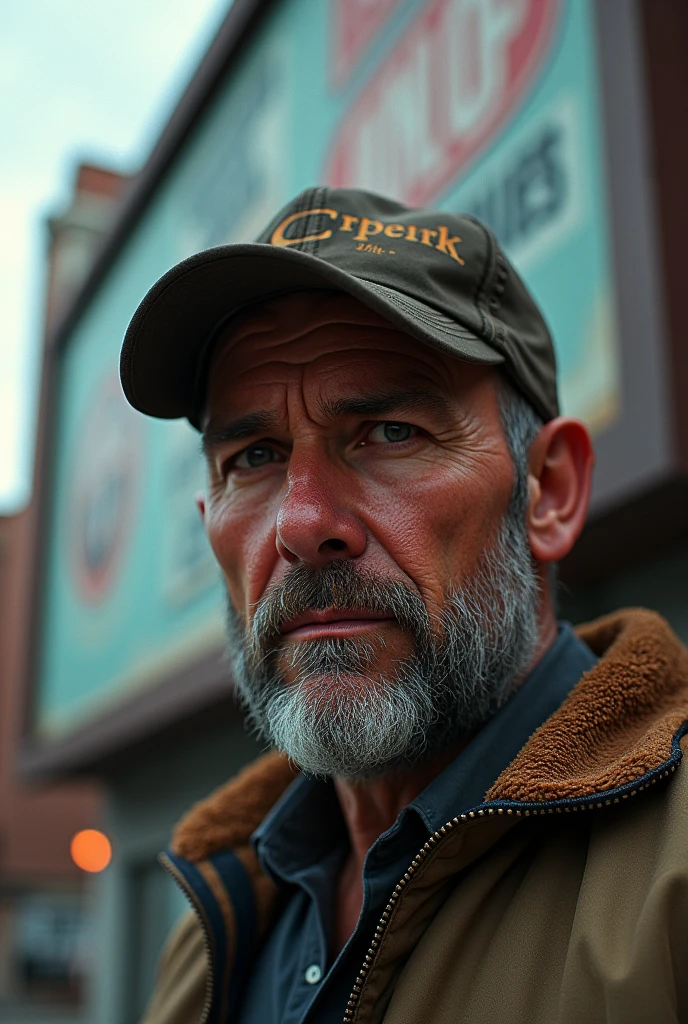 man with cap background billboard