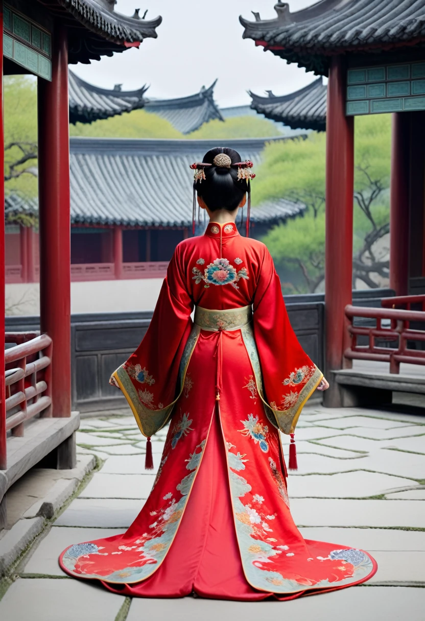 Full body view of Empress of Qing Dynasty from behind, hairy pussy wearing red Chinese dress floral embroidery only large buttocks are seen.
Nudity. The face of a Qing Dynasty woman on all fours in a Chinese drama shows
Her hair is parted from the center of her forehead to the left and right with a large crown of the empress of the capital city of China, tied up in the back, and her hair is tied up with ornamental hair, and the outer stone tatami of the Chinese palace of the Qing Dynasty.