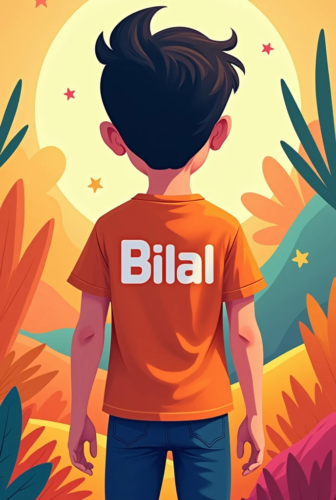 Bilal name on cartoon t shirt back side