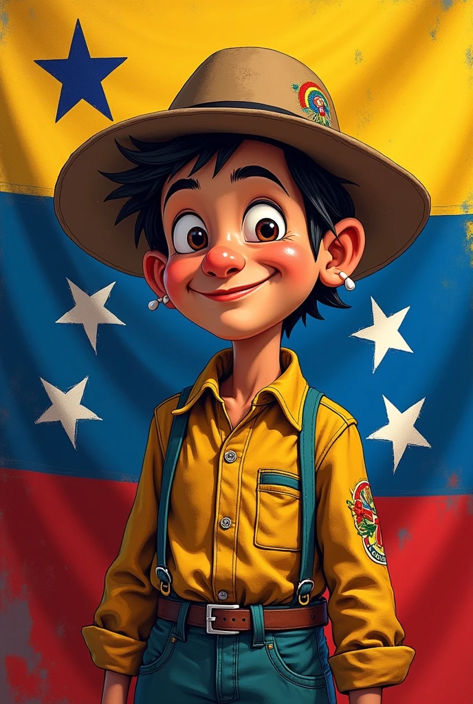 Don Ramón del Chavo del 8 with the Venezuelan flag 