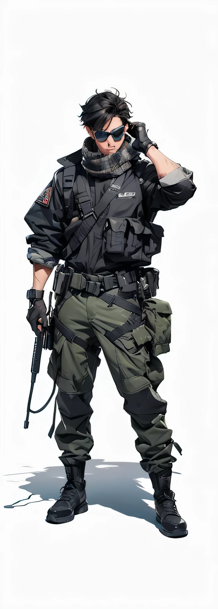 A close up of a person in a military uniform with a gun - SeaArt AI