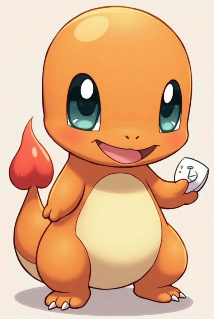 1 girl paying with Charmander, Charmander is playful and cute，Liveliness and agility，Orange soft fur，Big, bright eyes，cute 。(Charmander:1.5)