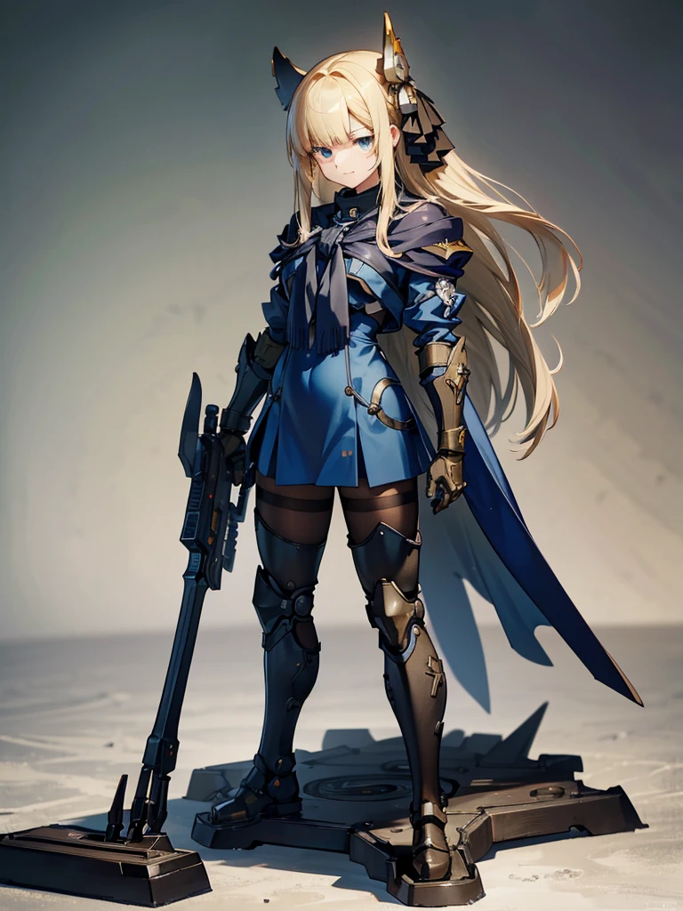 masterpiece, Highest quality, Very detailed, Anime Style, カオス機械化悪魔少女のwhole body, Mechanized limbs, Arm-mounted heavy weapon, Grey steel power armor, Yellow Stripes, Strong claws and tail, Warhammer 40K, 8K high resolution, Trend Art Station, White Background, whole body,