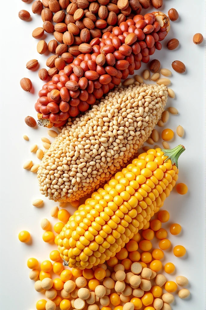 Mixture of soybean, sorghum and corn grains