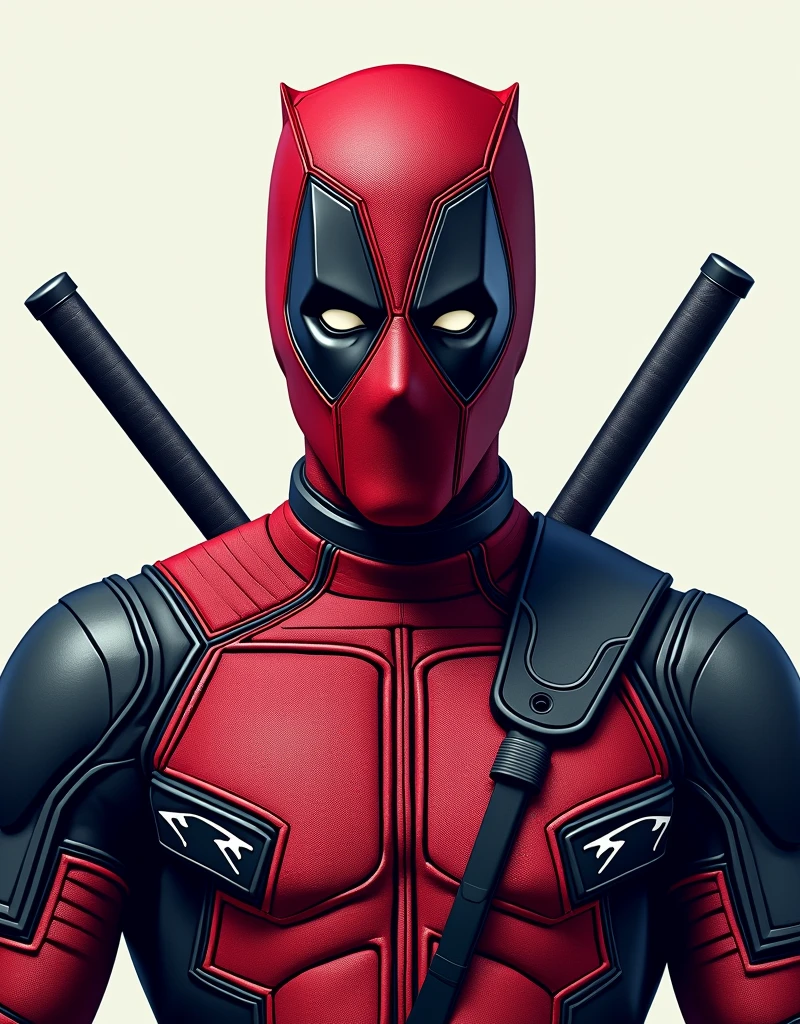 Foto perfil deadpool, con traje de New England Patriots jersey #12