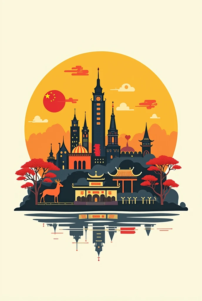 Logotype about peru and china in colour yellow, red and bkack. 