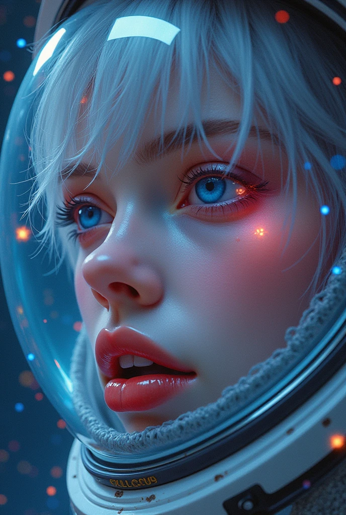 (Close-up of a better masterpiece:1.5)0.9], (Space and astronauts:1.2) (Messy silver hair:1.1) (Heterochromia xanthochromia and blue eyes:1.2) (Space Helmet:1.0) (Colored stars in the eyes:1.0) (A radiant glow:1.1) (thick lips:0.9)

nipple