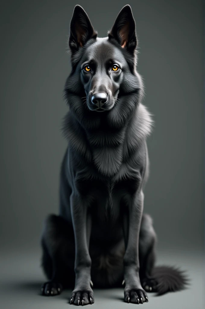 Charcoal Belgian Shepherd Dog sitting