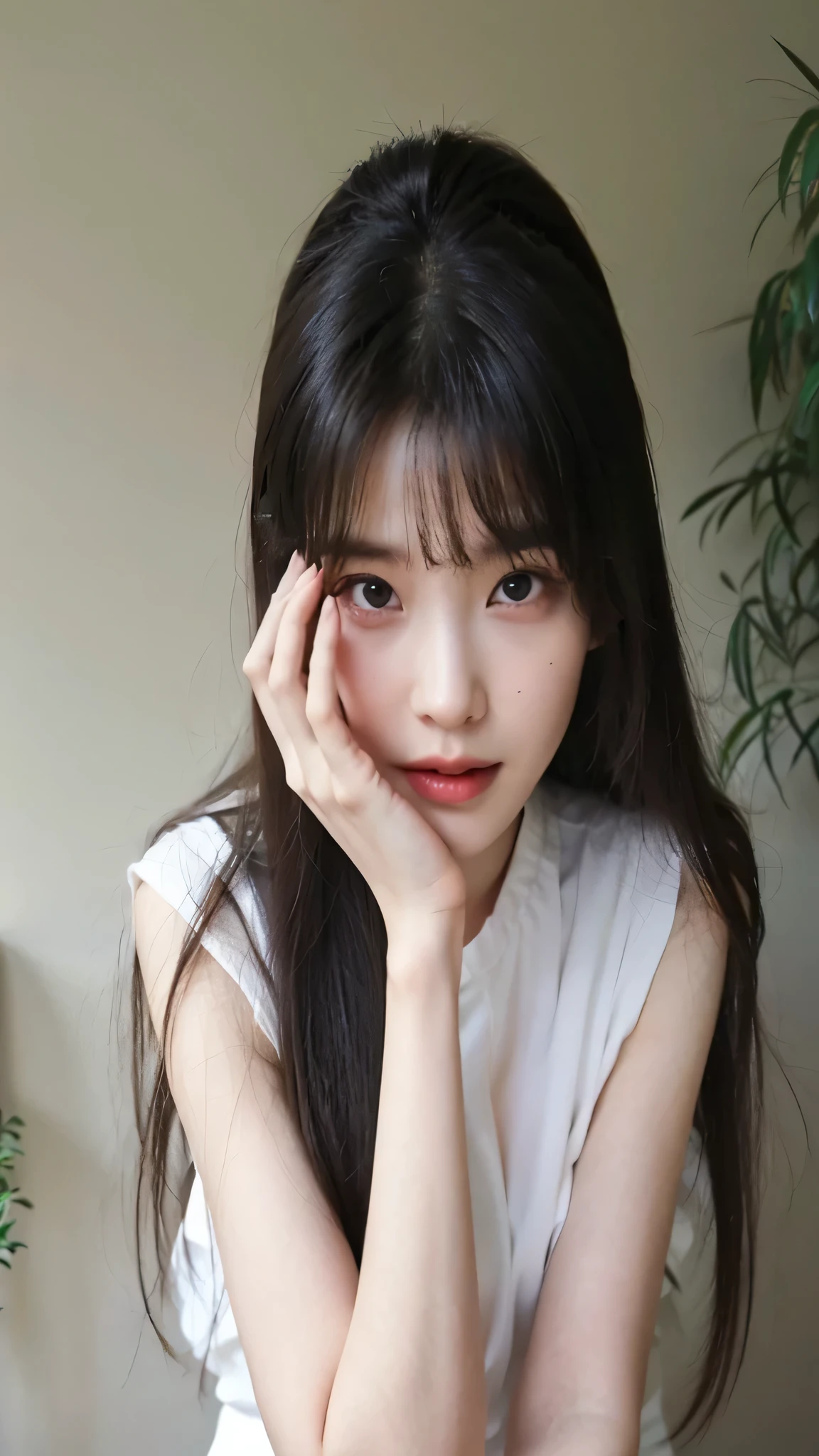 upper body、look away、a Japanese pretty girl, Gentle face、hyper cute face、shiny lips、Double eyelids in both eyes、Natural makeup, smile, long eyelashes light, Medium Hair, Smooth Light Brown Hair、Hair swaying in the wind, bangs、image in center、8K、high detailing、detailed hairstyle、A detailed face、spectacular movie lighting、octane renderings、with a vibrant、Ultra-realistic、Perfect limbs、perfect anatomia, Beautiful proportions, blouse,