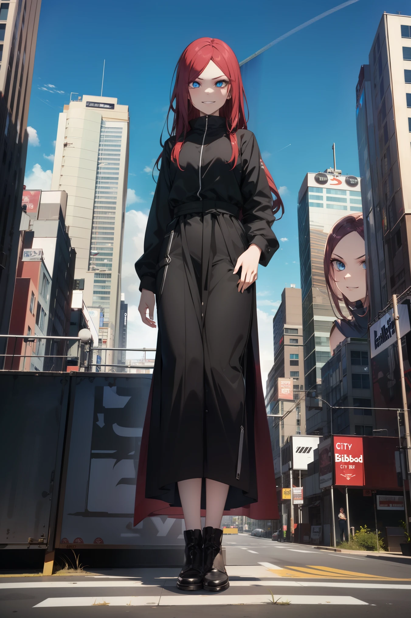 Kushina, (blue eyes), detailed blue eyes, crimson hair, detailed hair, long hair,
BREAK (((full body photo), evil look, evil smile,billboards, CITY,looking at the viewer:1.5))
BREAK expressionless, looking at viewer, sitting,
BREAK (masterpiece:1.2), best quality, high resolution, unity 8k wallpaper, (illustration:0.8), (beautiful detailed eyes:1.6), extremely detailed face, perfect lighting, extremely detailed CG, (perfect hands, perfect anatomy),