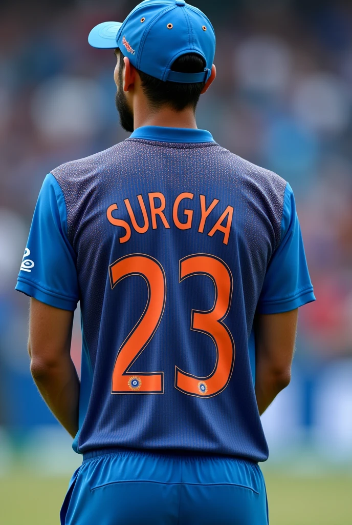 Full sky blue indian cricket jersey whose back side name riyan parag without any number