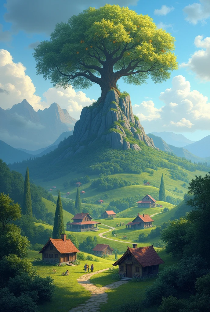 In tha village have a separate mountain on that mountain miracle tree placed on the top