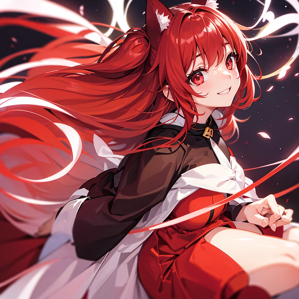Red eyes、One Girl、Cat ear、Cheeks are a little red、Smiling face