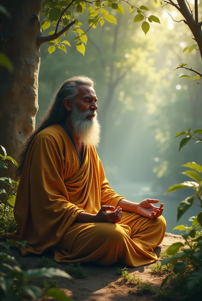 Describe Siddhartha's final sight, where he observes a holy man, an ascetic, who has renounced worldly pleasures in search of spiritual truth.
Convey Siddhartha's admiration for the ascetic’s peaceful demeanor and his growing desire to seek a higher purpose beyond material existence