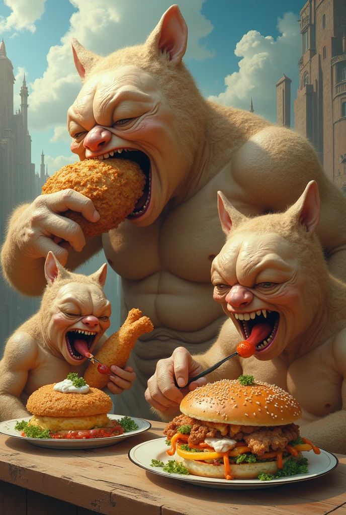 Giant fried chicken eater, Giant Nan eater, Giant Ivy eater, Giant Minnie eater