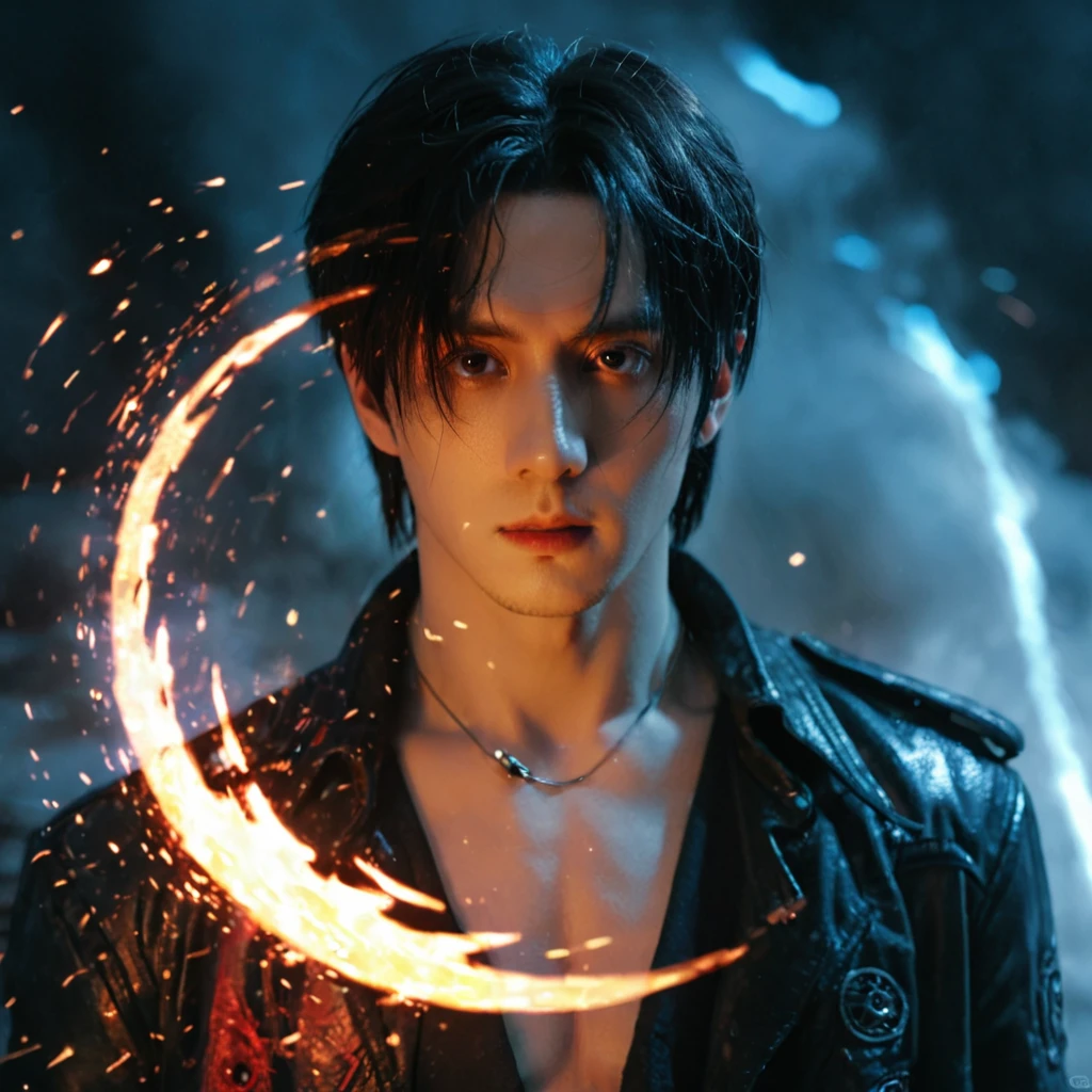 (dramatic, gritty, intense:1.4),masterpiece, best quality, 8k, insane details, intricate details, hyperdetailed, hyper quality, high detail, ultra detailed, Masterpiece,upper body, close-up,(imid shot,macro shot:1.25),(red eyes:1.5),(white hair:1.2),1boy,
Portgas D Ace in One Piece, holographic reality, holographic halo, motion blur, game light effect, rim light, soft light, movie rim light, delicate light, cyberpunk style, oil painting texture, full length shot, 3D artist, detailed, futuristic, lightning, fire merged with him, fire particle, perfect lighting