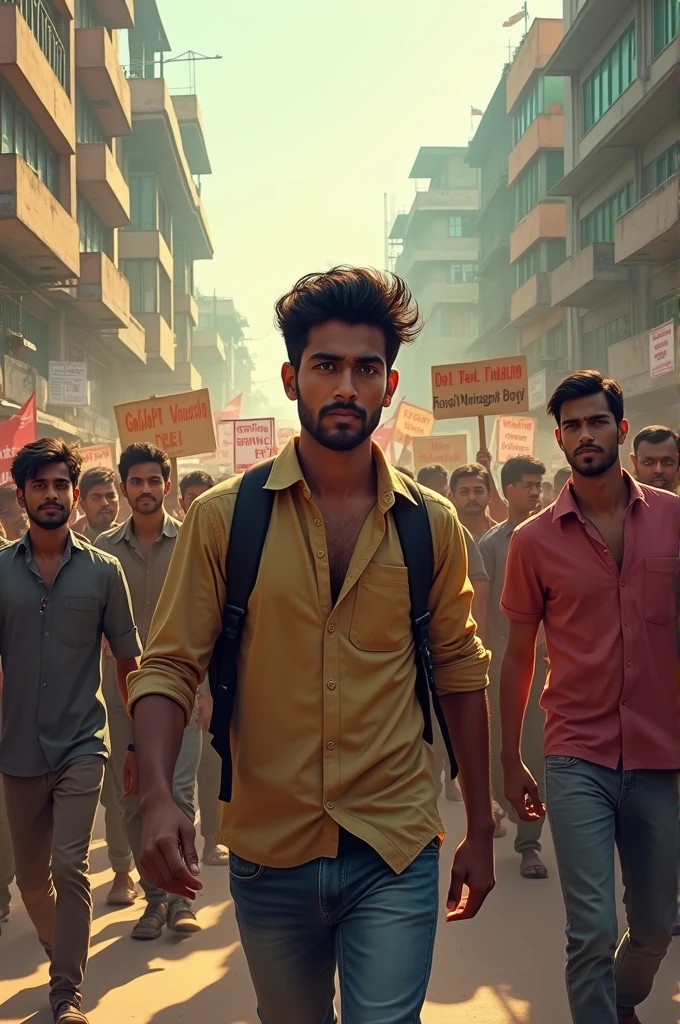 Movement on the streets of Bangladesh with 8 point demands. The agitating student must be a handsome Hindu youth.