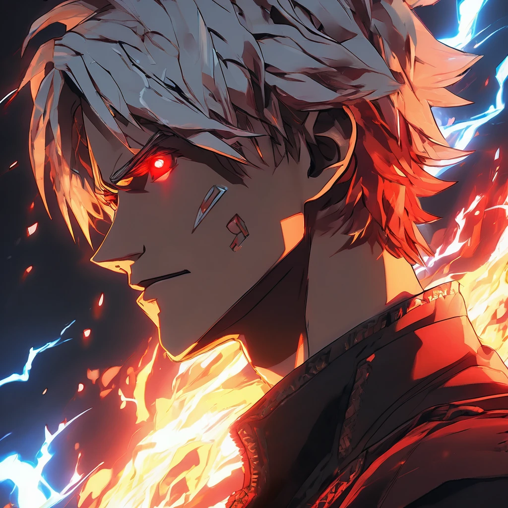 (dramatic, gritty, intense:1.4),masterpiece, best quality, 8k, insane details, intricate details, hyperdetailed, hyper quality, high detail, ultra detailed, Masterpiece,upper body, close-up,(imid shot,macro shot:1.25),(red eyes:1.5),(white hair:1.2),1boy,
Portgas D Ace in One Piece, holographic reality, holographic halo, motion blur, game light effect, rim light, soft light, movie rim light, delicate light, cyberpunk style, oil painting texture, full length shot, 3D artist, detailed, futuristic, lightning, fire merged with him, fire particle, perfect lighting