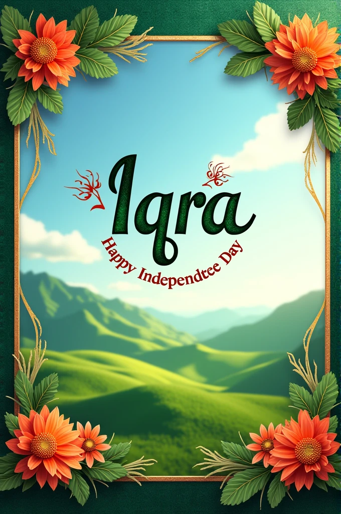 Make a display picture for Pakistan independence day name Iqra