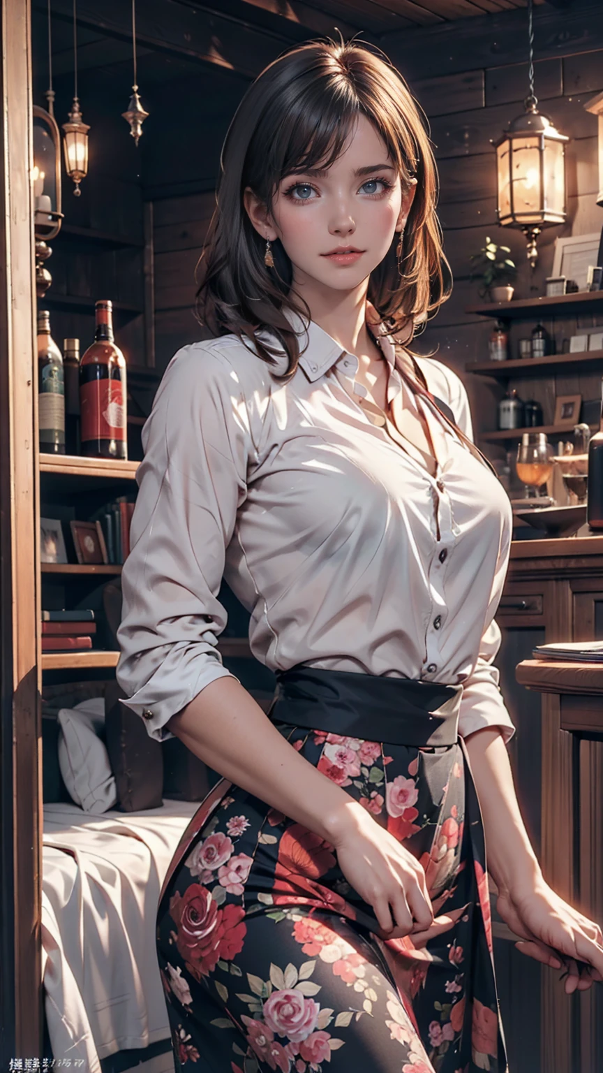One girl, Colorful Themes, Synthwave Sky,(最high quality, high quality, High resolution), Realistic, Very detailed, Very detailed顔の特徴, Absurd, Realistic lighting and reflections, Very detailed顔の特徴, See-through shirt, Best Photos,high quality illustration