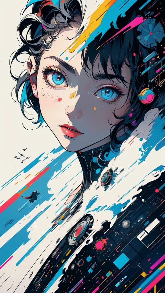 (((masterpiece, highest quality))),(((solo:1.2))),(((1girl:1.2))),32k wallpaper, very detailed, poster, vintage science fiction,(((((geometric cinematic movie poster))))), (bauhaus), shape,(((abstract))),(mid century modern),movie poster,(((((portfolio))))),(((((Close-up))))),(((((bust up))))),((((more various angle)))),(((highlight))),Vast landscape,((((heterochromia)))),(((complete. detailed face))),(((Extremely talented))),(((most complecated machine))),Colorful color scheme