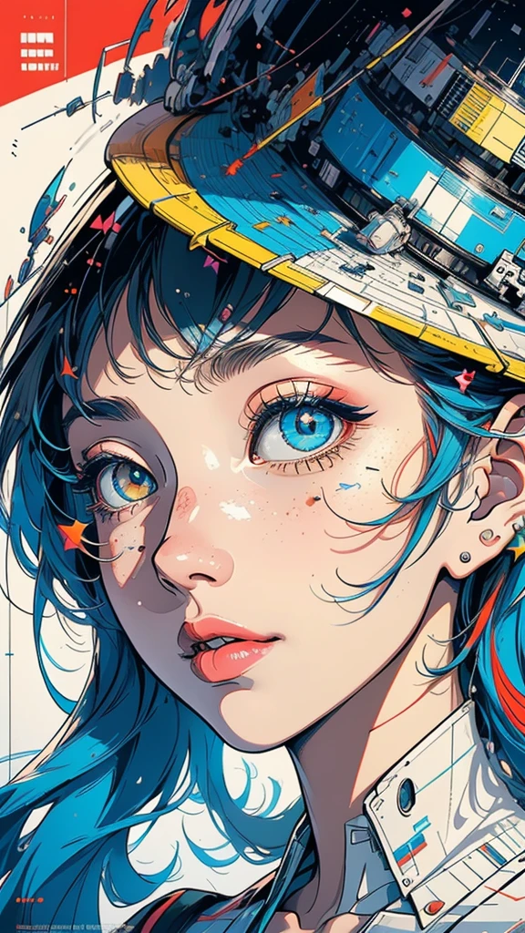 (((masterpiece, highest quality))),(((solo:1.2))),(((1girl:1.2))),32k wallpaper, very detailed, poster, vintage science fiction,(((((geometric cinematic movie poster))))), (bauhaus), shape,(((abstract))),(mid century modern),movie poster,(((((portfolio))))),(((((Close-up))))),(((((bust up))))),((((more various angle)))),(((highlight))),Vast landscape,((((heterochromia)))),(((complete. detailed face))),(((Extremely talented))),(((most complecated machine))),Colorful color scheme
