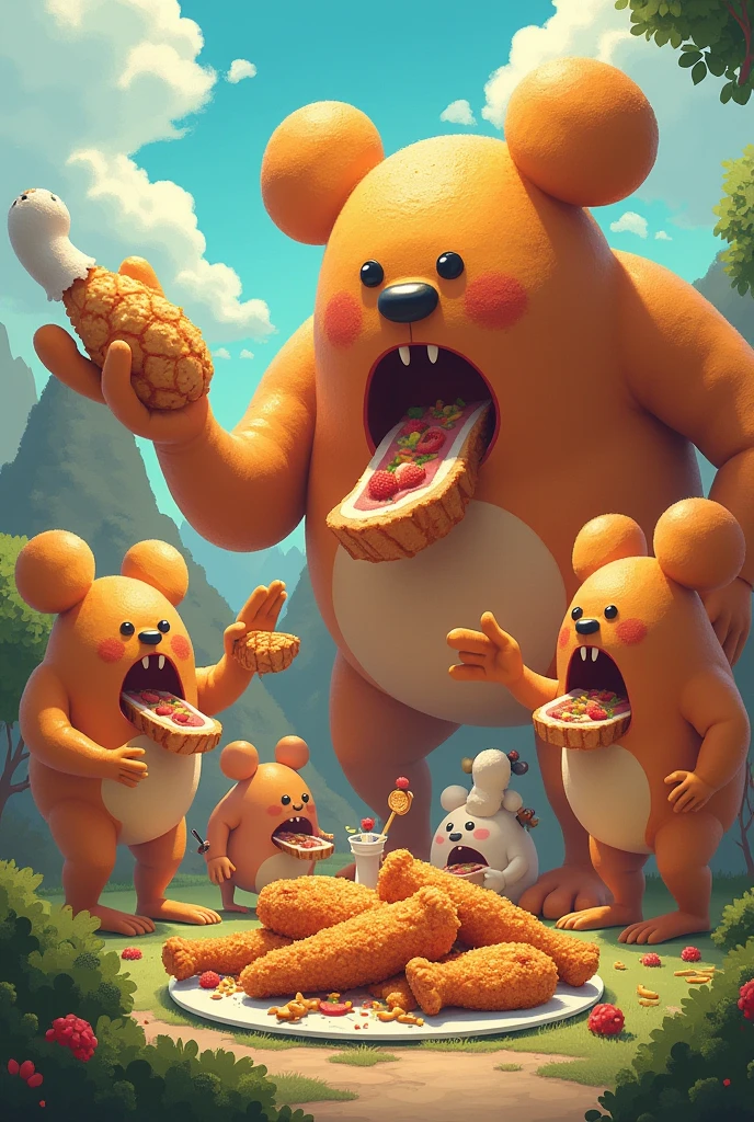 Giant fried chicken eater, Giant Nan eater, Giant Ivy eater, Giant Minnie eater, Giant chicken feet eater, Nanny 6555555