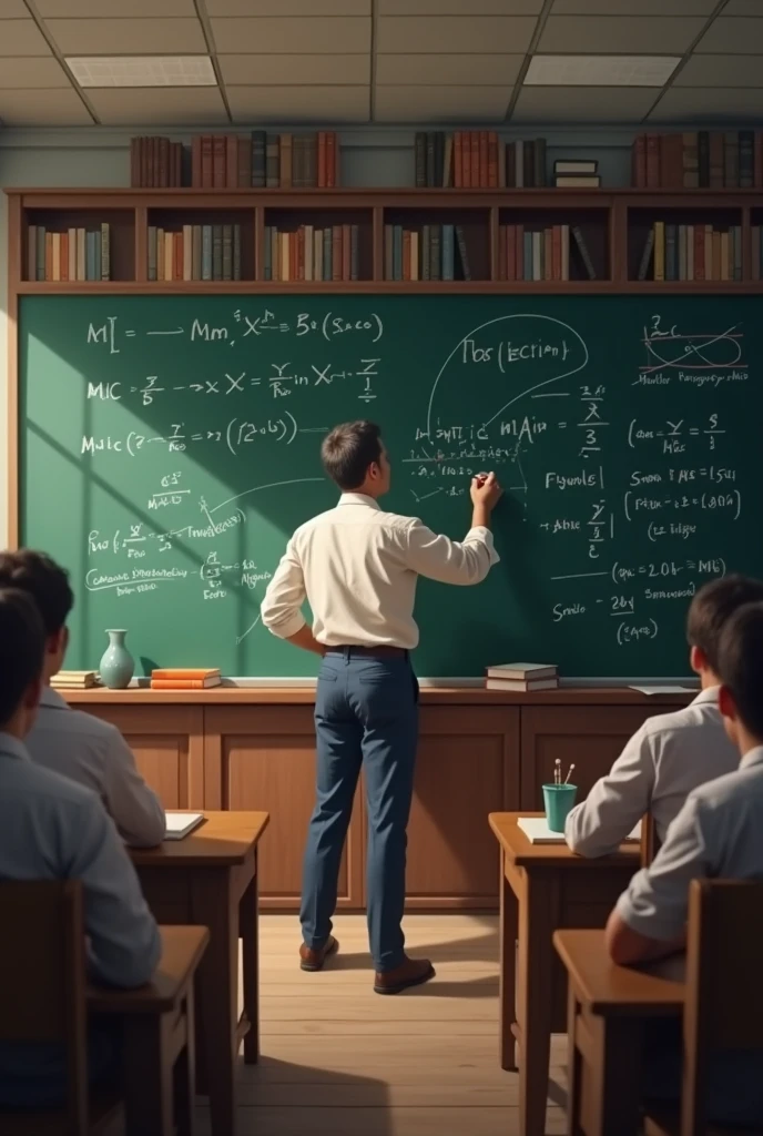 Teacher writing on black board dounds Theory