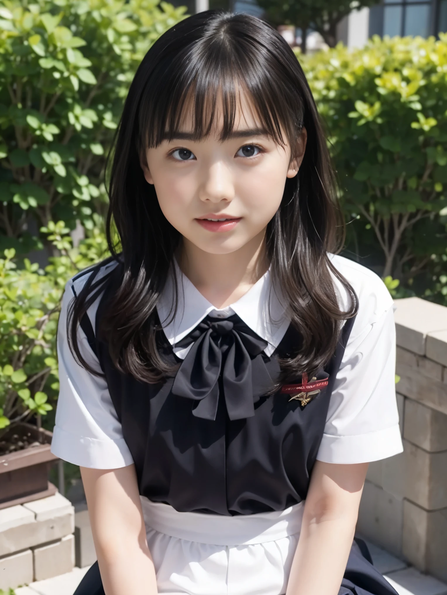High resolution、High resolution、In 8K、RAW Photos、Highest quality、masterpiece、1 girl in her 20s,  Wavy Hair,Japanese high school uniform、(Roll up the skirt yourself)、White panties、 Anatomically correct,bangs、Waist、thigh