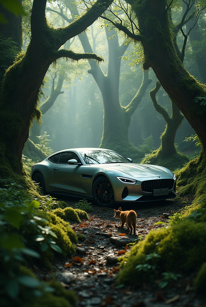 New car abandoned in forest