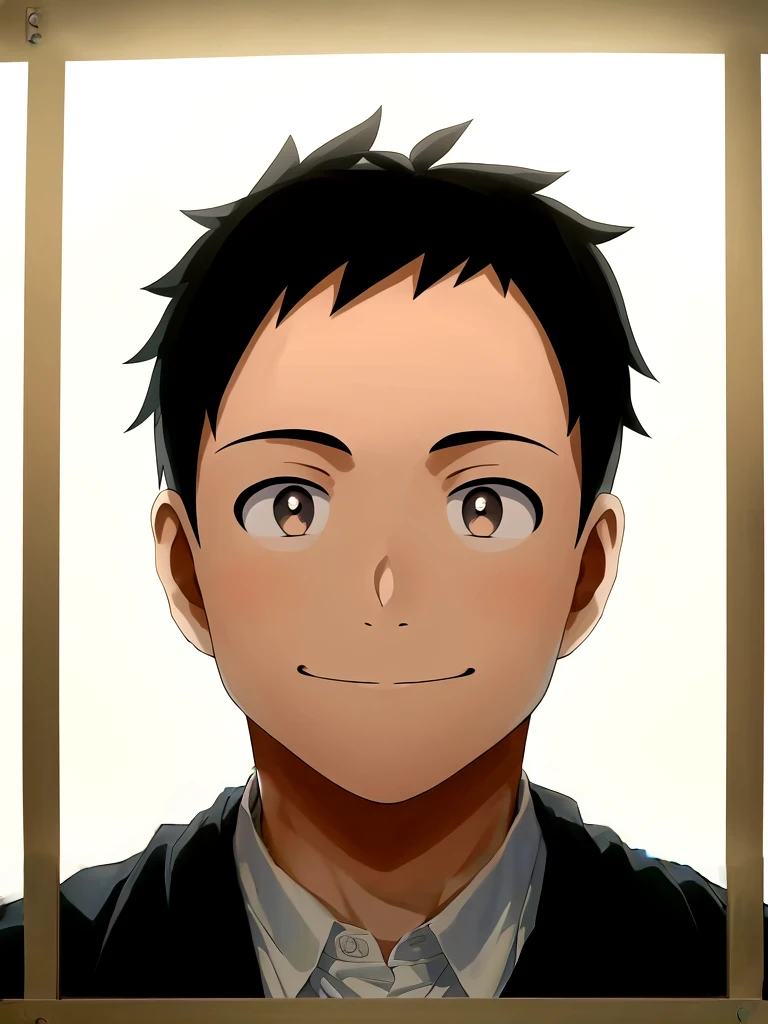 Anime character with black hair and brown eyes in frame, manga style of Kentaro Miura, Perfect anime face, kentaro miura manga style, Kentaro Miura manga art style, tanaka suguru, Eat and drink, Face Anime Portrait, inspired by Munakata Shikō, aramaki shinji, Kentaro Miura!casual clothes anime, 