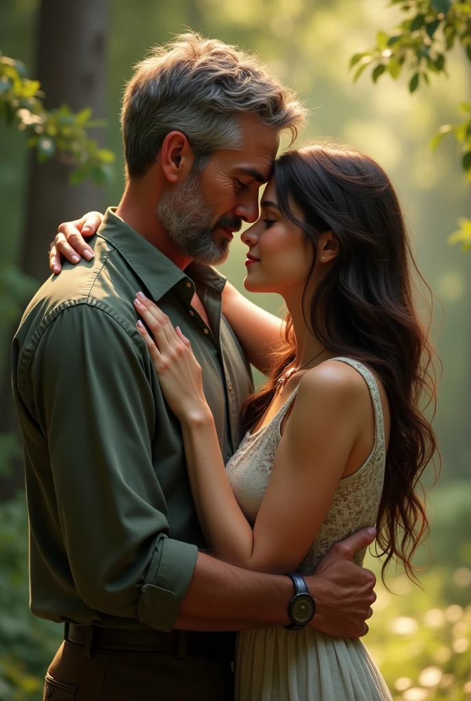 A boy in a age of late 30's hugging a girl age 25