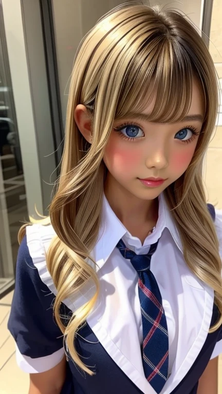 Gal Makeup、Elementary school girl、blonde、Hime cut