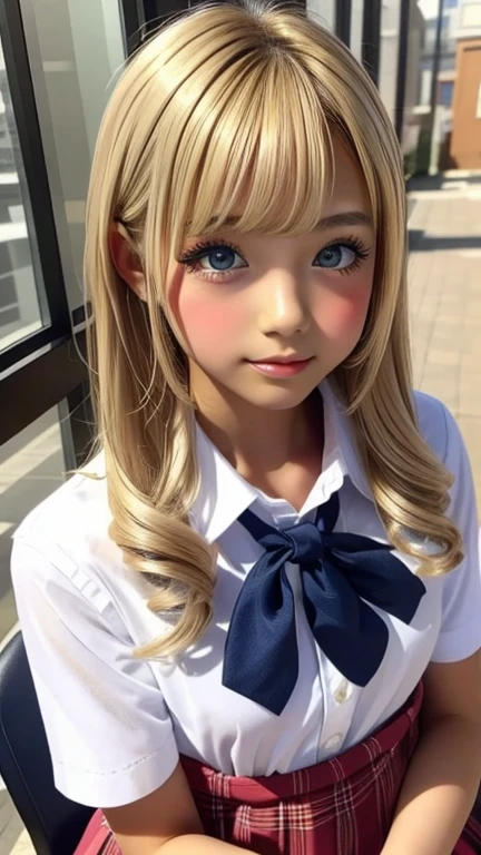 Gal Makeup、Elementary school girl、blonde、Hime cut