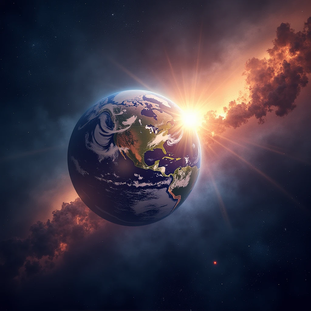 earth and space aura with satellite and space force